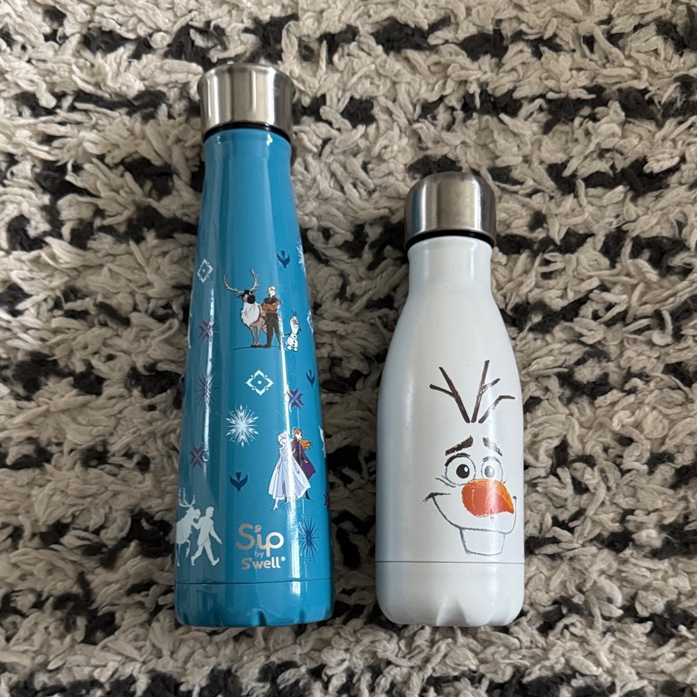 Swell Blue and White Insulated 2 Bottles Olaf Elsa and Anna